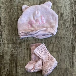 Hat and booties for baby girl